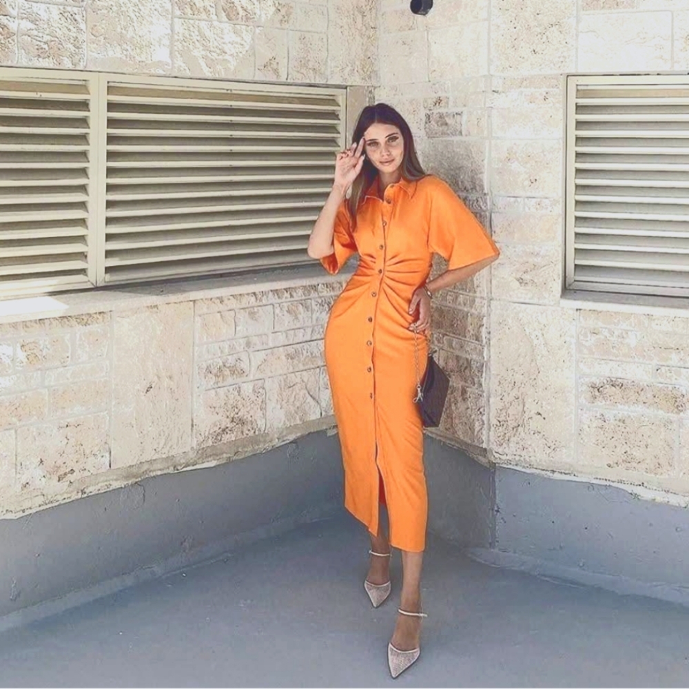 Zara DRAPED Shirt DRESS